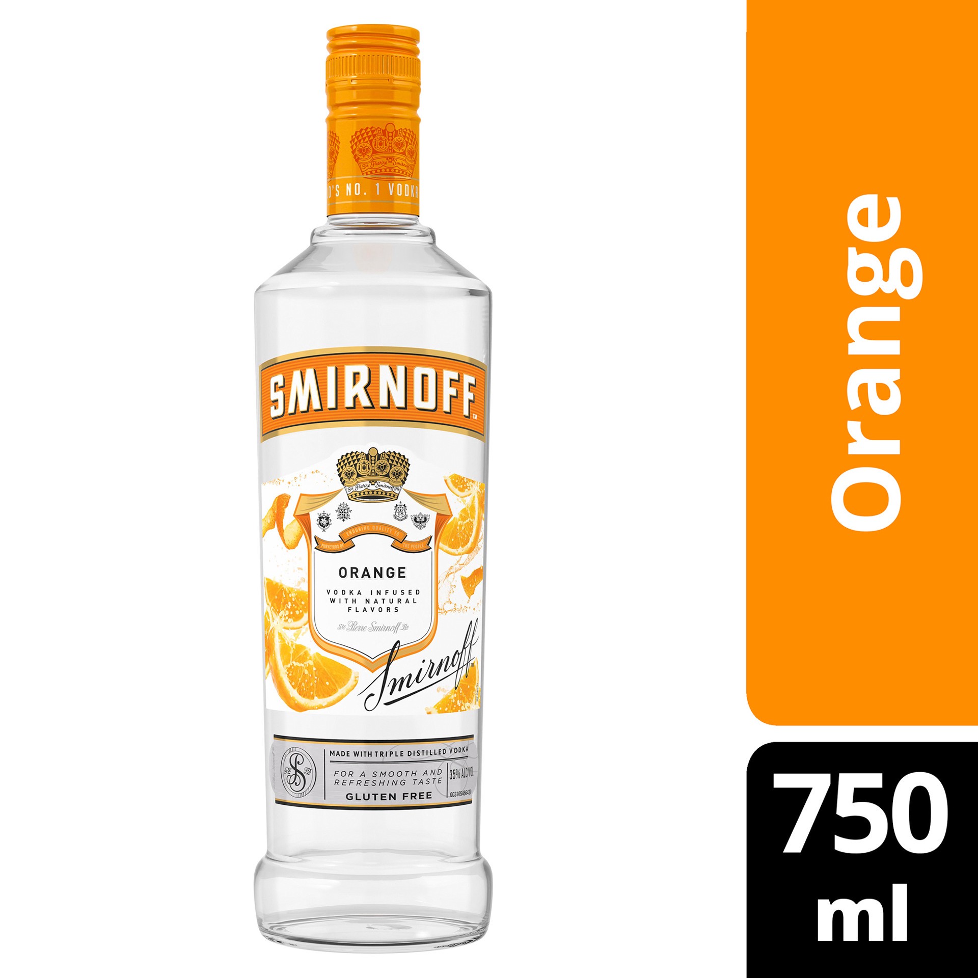 slide 2 of 4, Smirnoff Orange (Vodka Infused With Natural Flavors), 750 mL, 750 ml