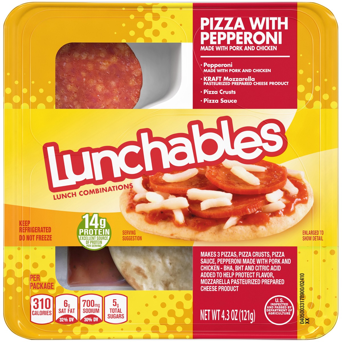 slide 5 of 8, Lunchables Pizza with Pepperoni, 4.3 oz Tray, 4.3 oz