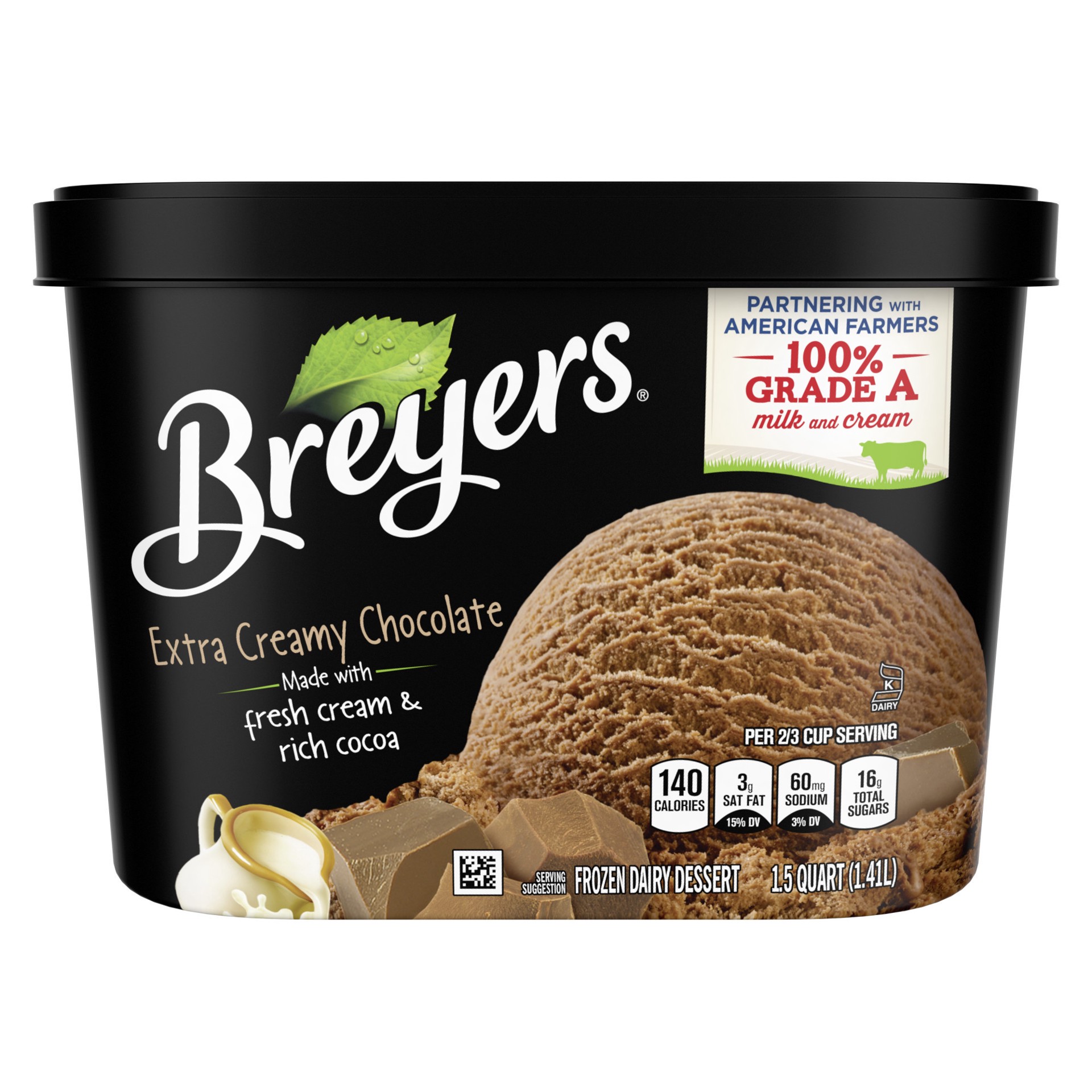 slide 2 of 4, Breyer's Breyers Frozen Dairy Dessert Extra Creamy Chocolate, 48 oz, 