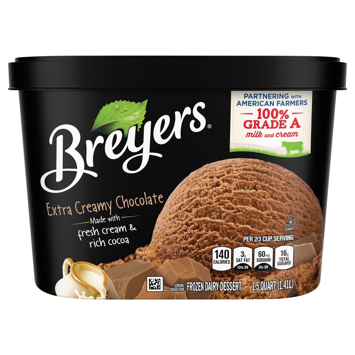 slide 1 of 4, Breyer's Breyers Frozen Dairy Dessert Extra Creamy Chocolate, 48 oz, 