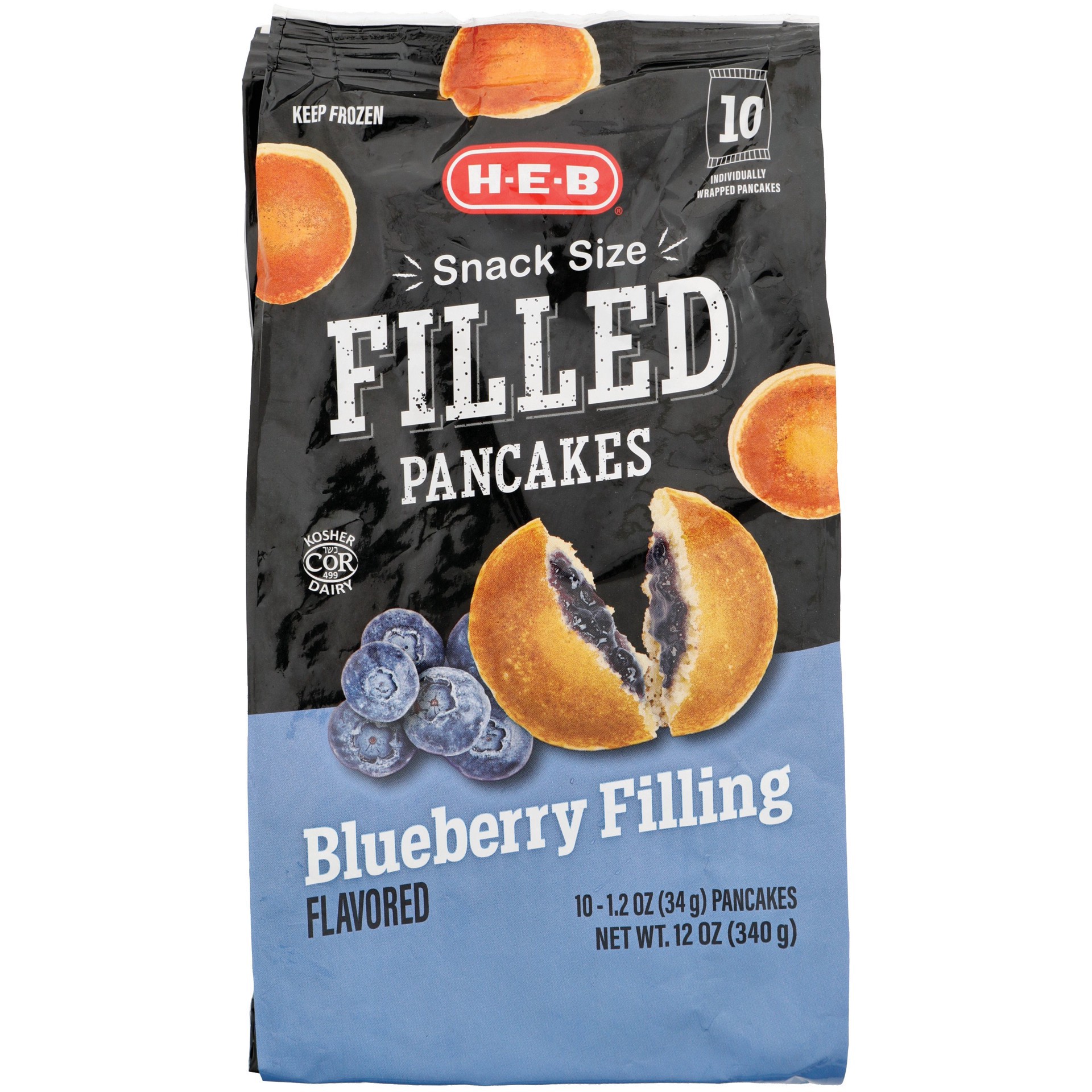 slide 1 of 1, H-E-B Frozen Snack-Size Filled Pancakes – Blueberry, 10 ct