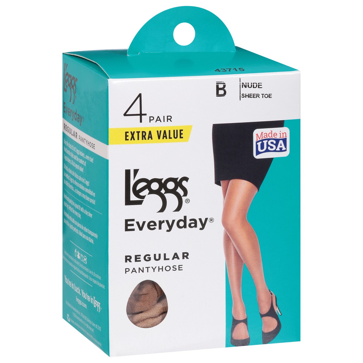 slide 3 of 9, L'eggs Everyday Nude Regular Pantyhose B Extra Value 4 ea, 4 ct