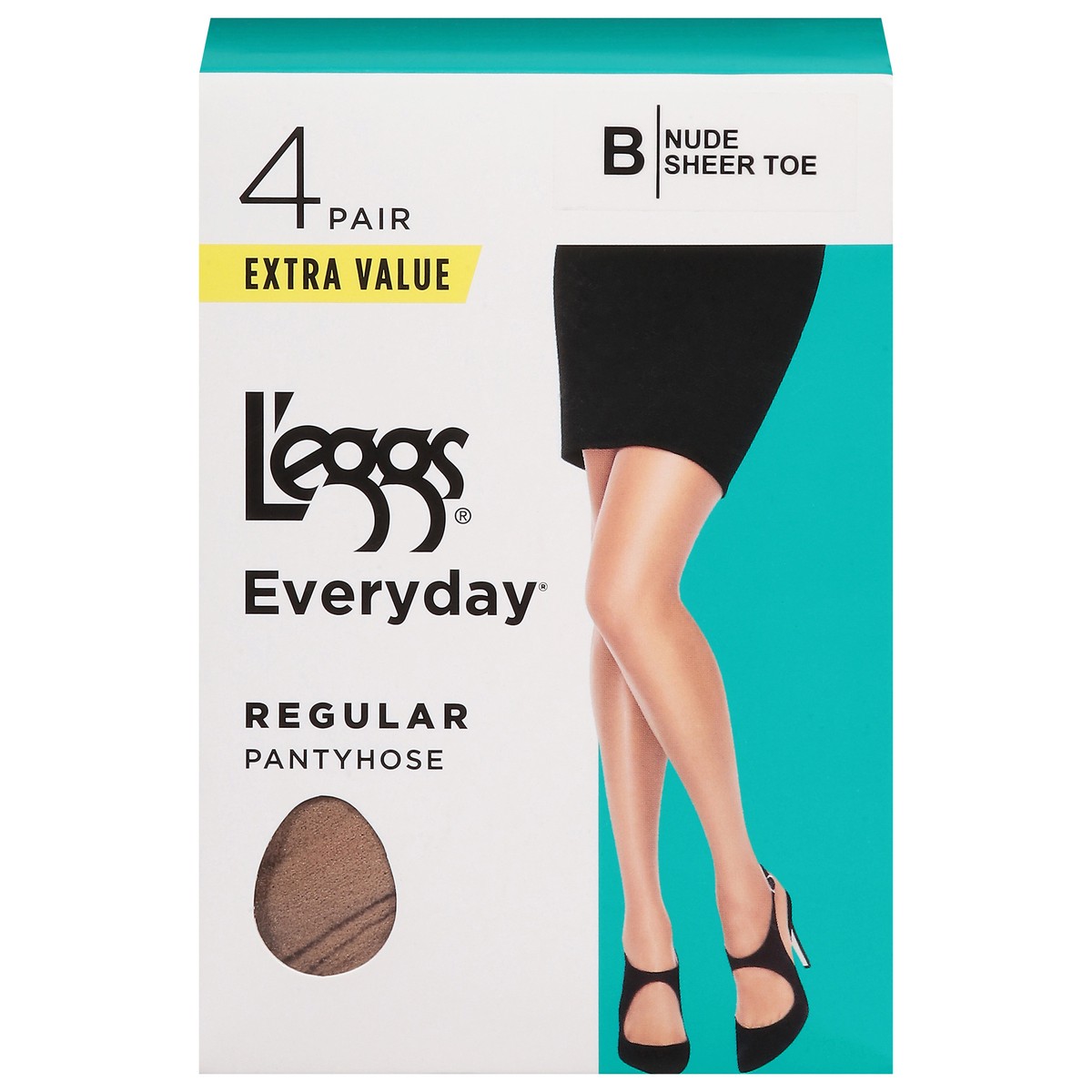 slide 1 of 9, L'eggs Everyday Nude Regular Pantyhose B Extra Value 4 ea, 4 ct