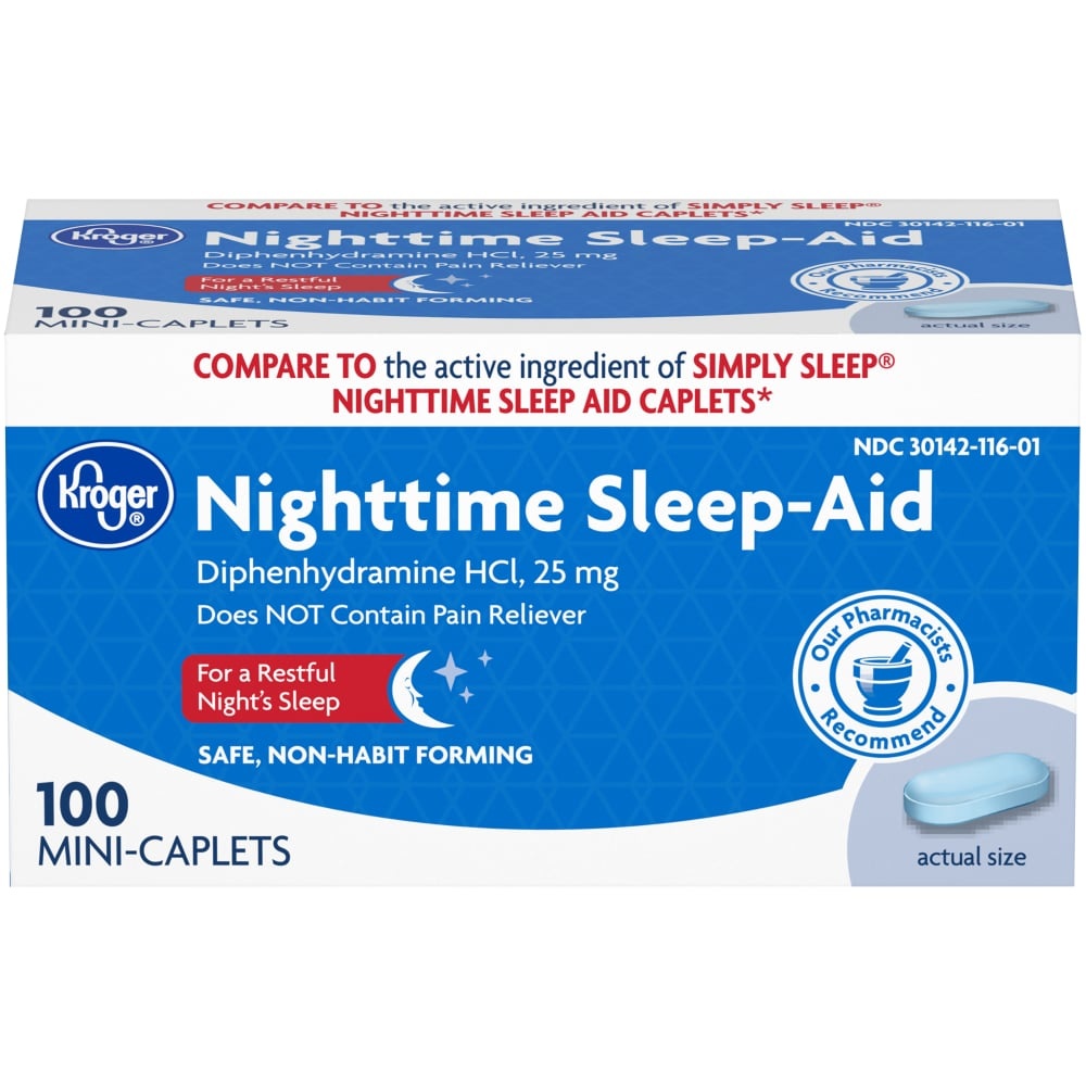 slide 1 of 1, Kroger Niohttime Sleep Aid Mini-Caplets, 100 ct