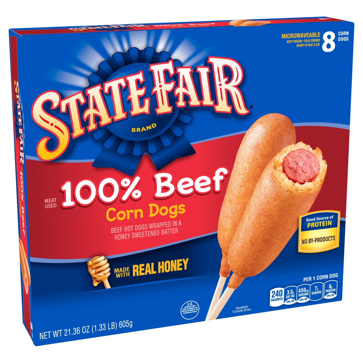 slide 6 of 9, State Fair 100% Beef Corn Dogs Frozen Meal - 8 Count, 21.36 oz