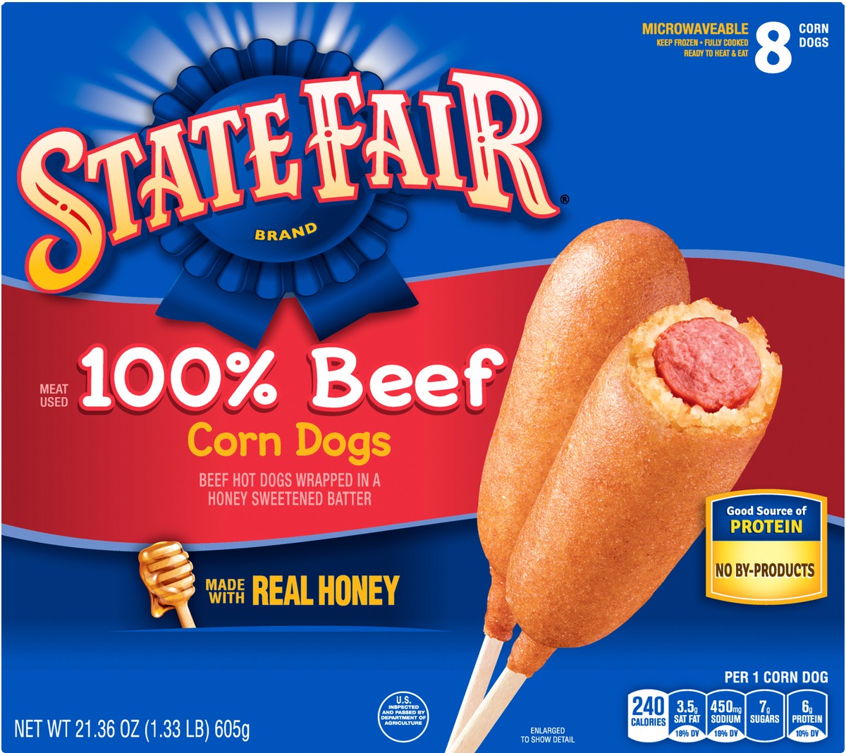 slide 2 of 9, State Fair 100% Beef Corn Dogs Frozen Meal - 8 Count, 21.36 oz