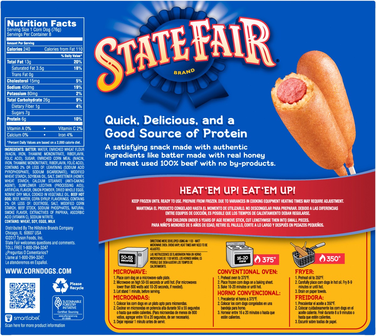 slide 3 of 9, State Fair 100% Beef Corn Dogs Frozen Meal - 8 Count, 21.36 oz