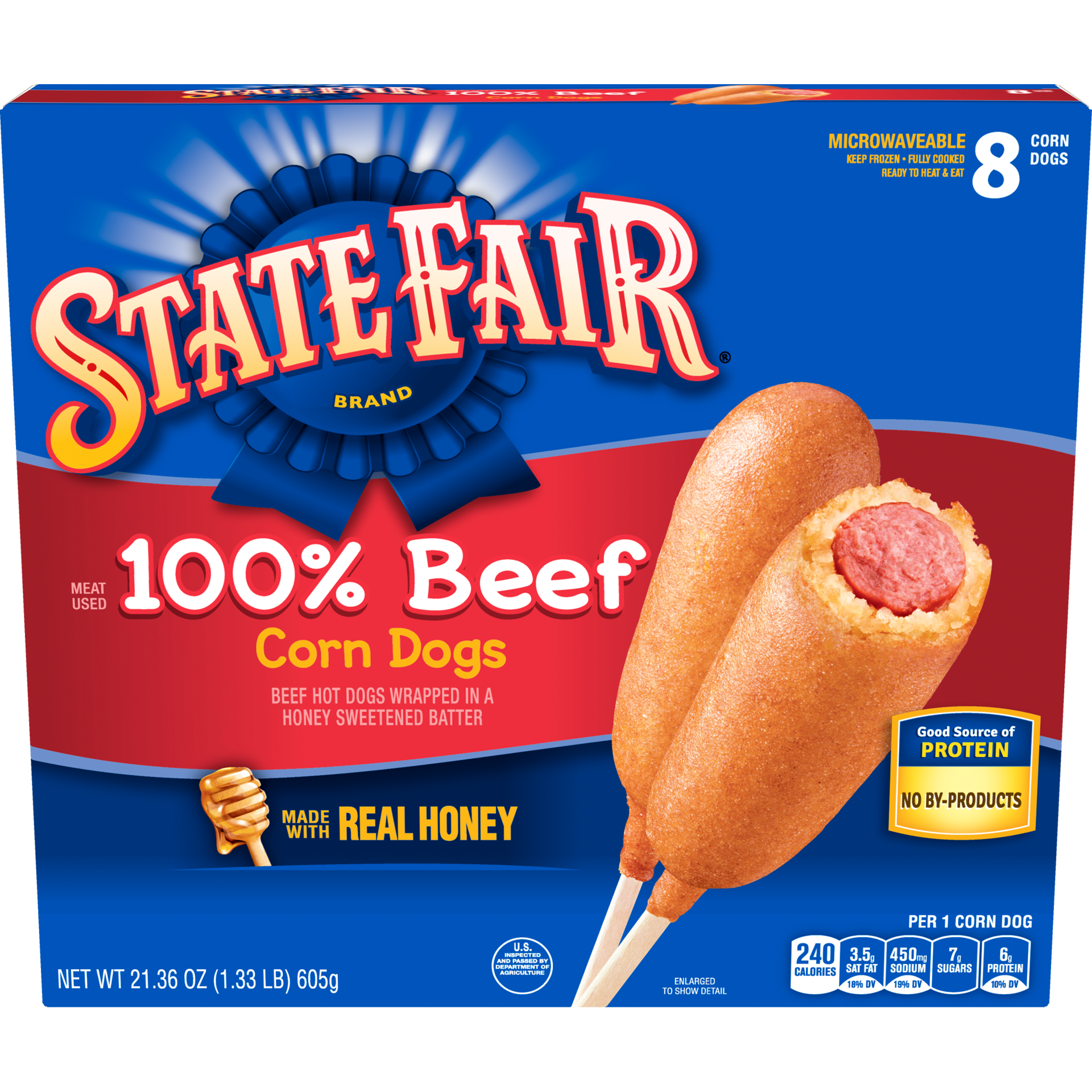 slide 1 of 9, State Fair 100% Beef Corn Dogs Frozen Meal - 8 Count, 21.36 oz