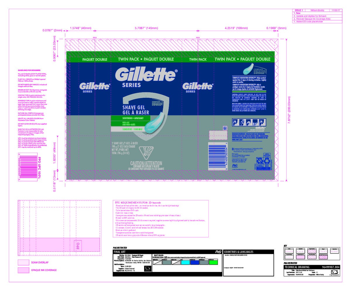 slide 4 of 6, Gillette Series Soothing Shave Gel for men with Aloe Vera, Twin Pack (2-7oz Cans), 14oz, 2 ct