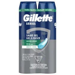 Gillette Series Soothing Shave Gel for men with Aloe Vera, Twin Pack (2-7oz Cans), 14oz