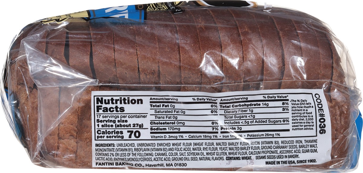 slide 7 of 9, Fantini Dark Rye Bread 16 oz, 16 oz