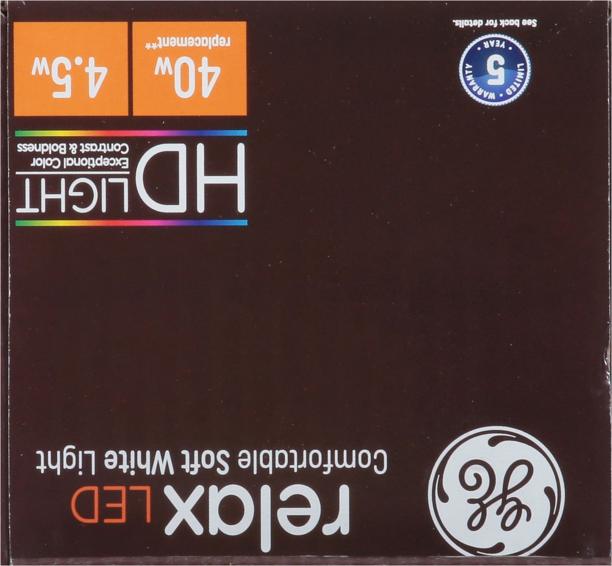 slide 6 of 9, GE Household Lighting Relax LED HD Globe Light Bulb 4.5W 40W Equivalent Soft White, 1 ct