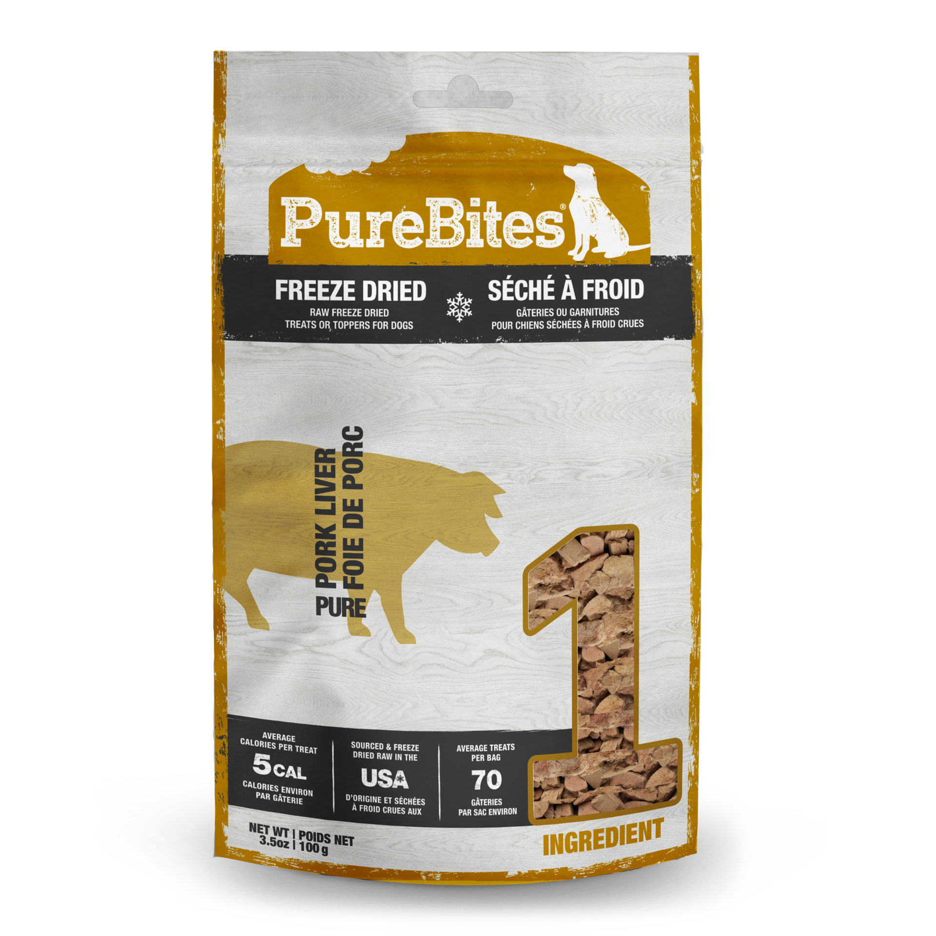 slide 1 of 5, PureBites Freeze Dried Pork Liver Dog Treats 100g | 1 Ingredient | Made in USA, 100 gram