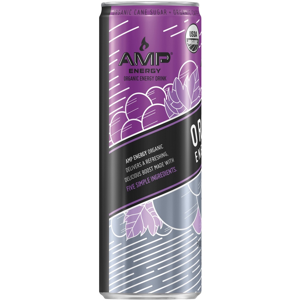 slide 2 of 4, AMP Organic Grape Energy Drink, 12 fl oz