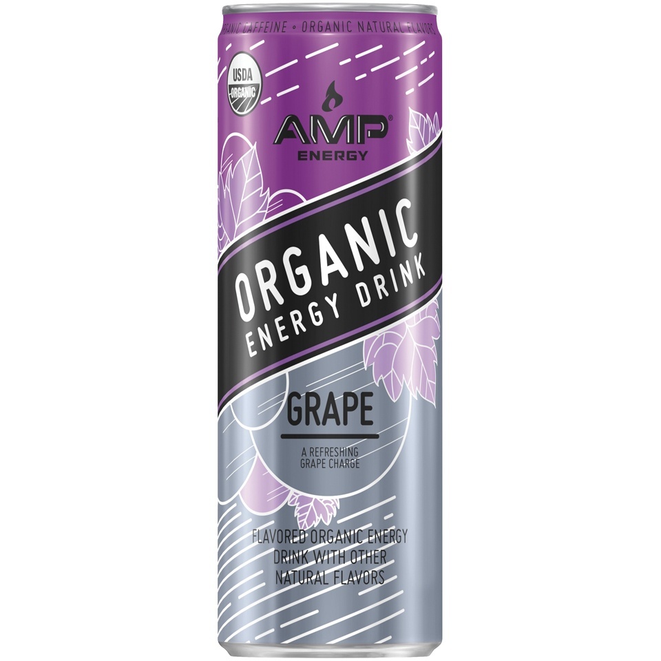 slide 1 of 4, AMP Organic Grape Energy Drink, 12 fl oz