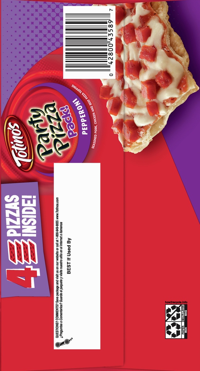 slide 7 of 10, Totino's Pepperoni Party Pizza Pack, 4 ct; 10.2 oz