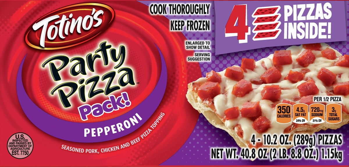 slide 8 of 10, Totino's Pepperoni Party Pizza Pack, 4 ct; 10.2 oz