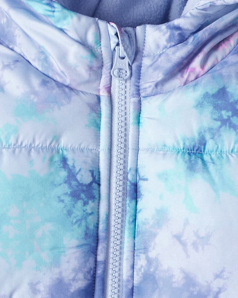 slide 5 of 5, Oshkosh Toddler Girl 2-Piece Tie Dye Hooded Snowsuit Jacket & Bib Set - Blue Multi 3T, 2 pc