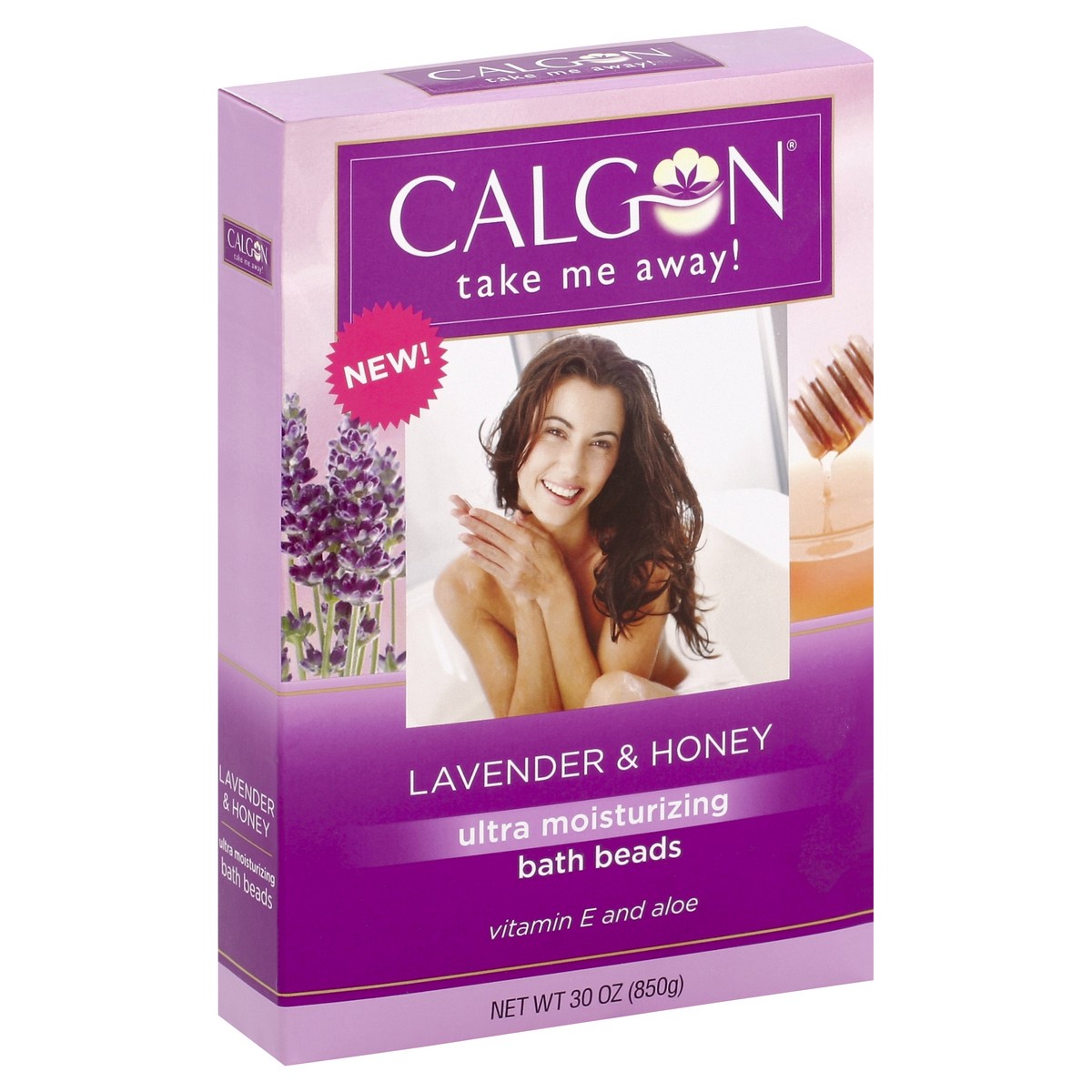 slide 4 of 8, Calgon Take Me Away! Lavender & Honey Ultra Moisturizing Bath Beads, 30 oz