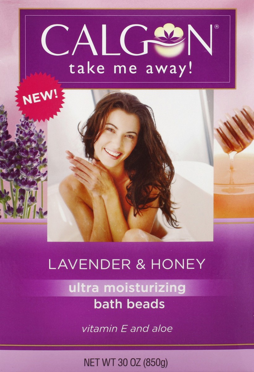 slide 3 of 8, Calgon Take Me Away! Lavender & Honey Ultra Moisturizing Bath Beads, 30 oz