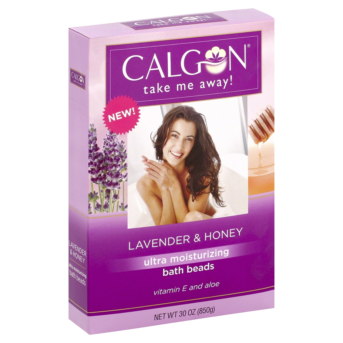 slide 1 of 1, Calgon Take Me Away! Lavender & Honey Ultra Moisturizing Bath Beads, 30 oz