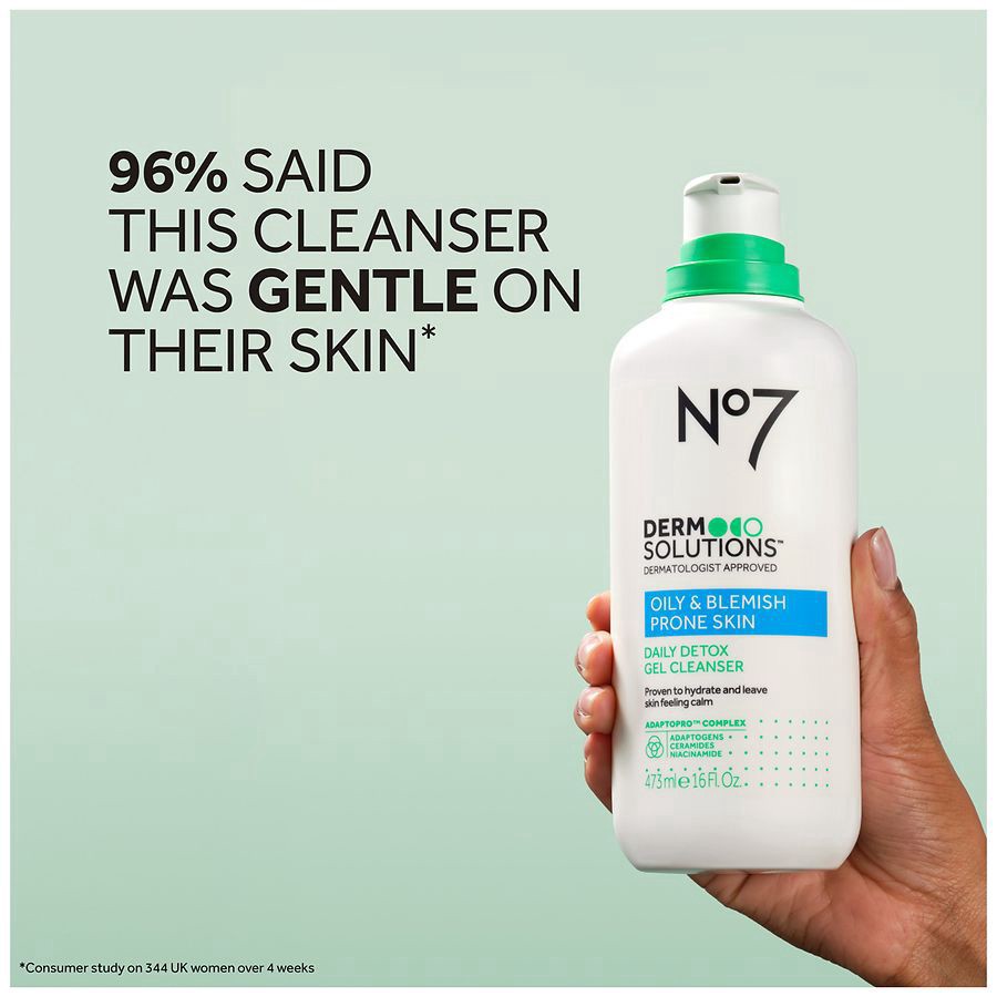 slide 4 of 5, No7 Derm Solutions Daily Detox Gel Cleanser 16 fl oz, 16 fl oz