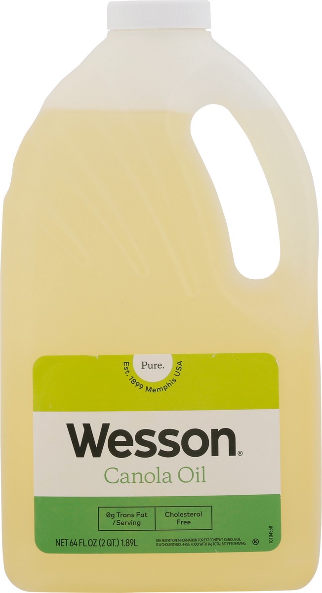 slide 6 of 9, WESSON Pure Canola Oil, 0 g Trans Fat, Cholesterol Free, 64 oz., 64 fl oz