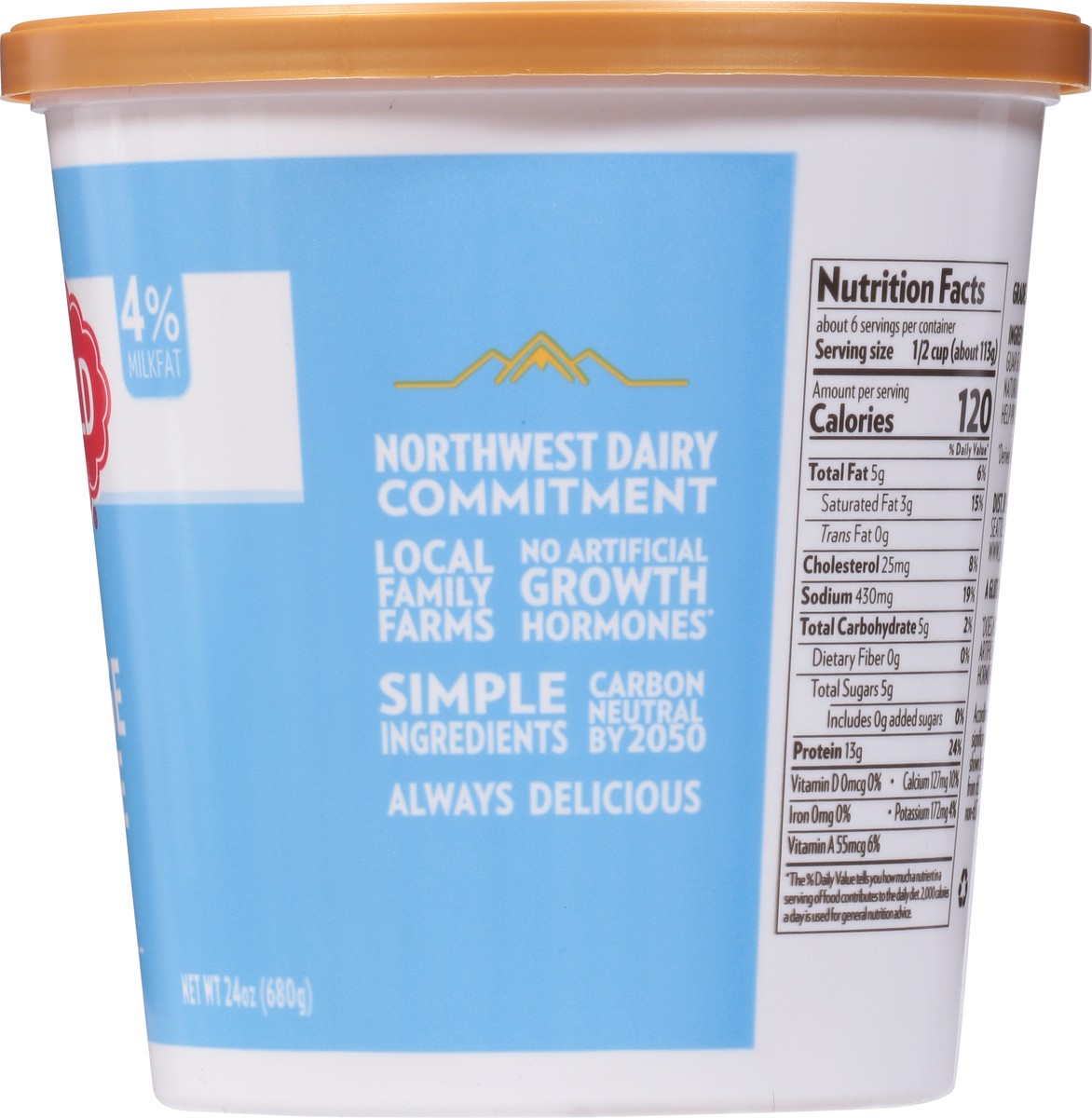 slide 2 of 13, Darigold 4% Milkfat Whole Large Curd Cottage Cheese 24 oz, 24 oz