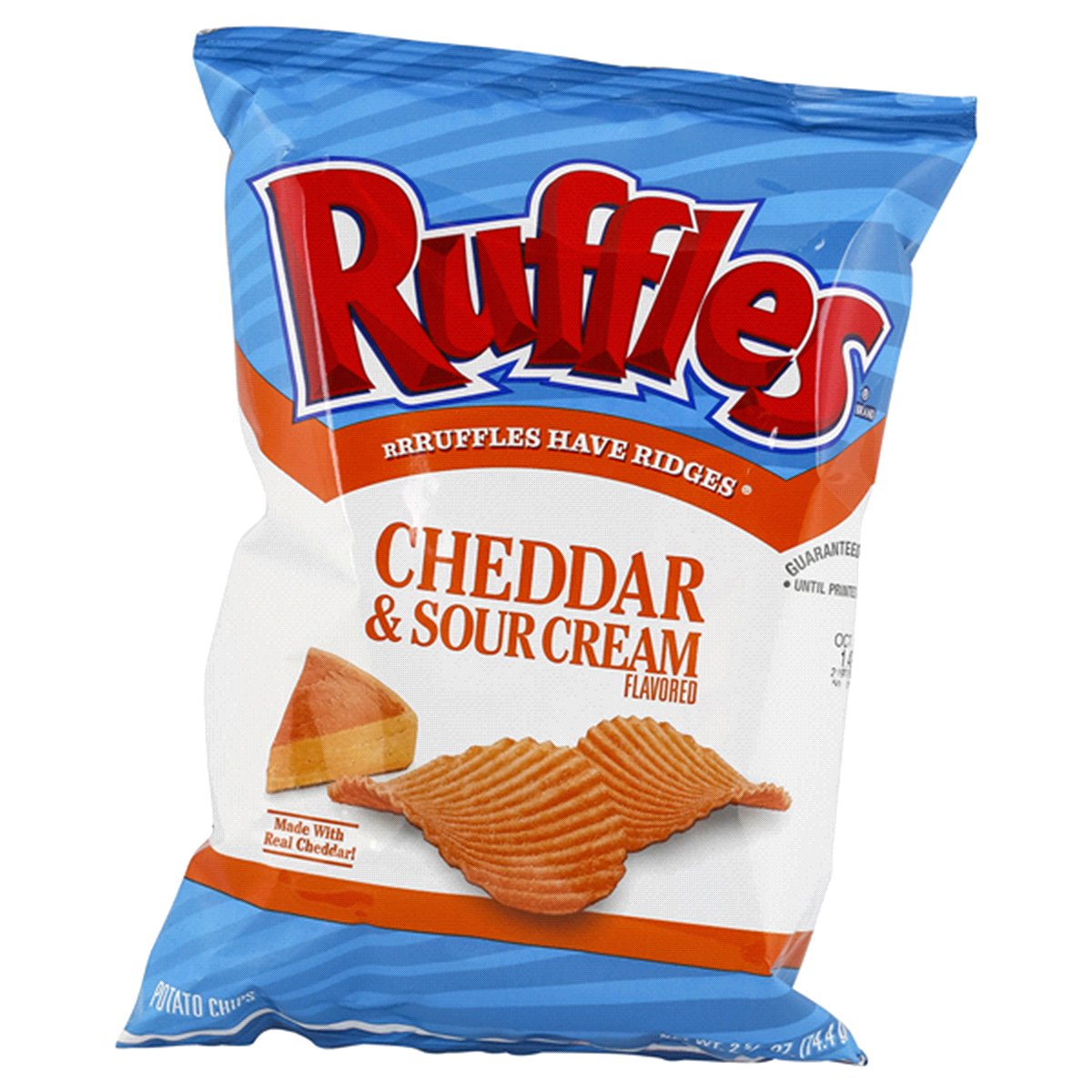 slide 1 of 1, Ruffles Potato Chips Cheddar & Sour Cream Flavored, 2.5 oz