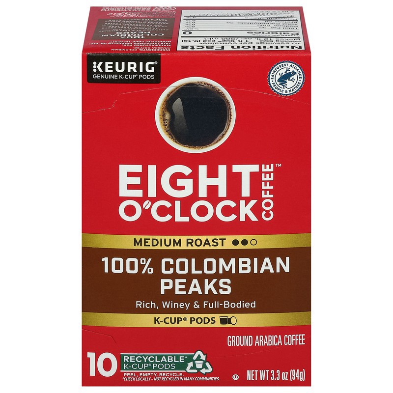 slide 1 of 5, Eight O'Clock Coffee Colombian Peaks Keurig Single-Serve K-Cup Pods, Medium Roast Coffee, 10 Count, 3.3 oz