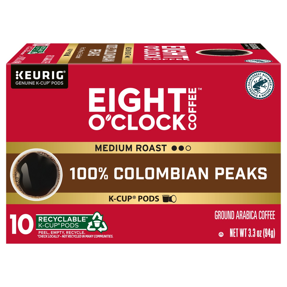 slide 1 of 14, Eight O'Clock Coffee Colombian Peaks Keurig Single-Serve K-Cup Pods, Medium Roast Coffee, 10 Count, 10 ct