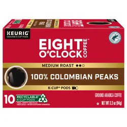 Eight O'Clock Coffee Colombian Peaks Keurig Single-Serve K-Cup Pods, Medium Roast Coffee, 10 Count