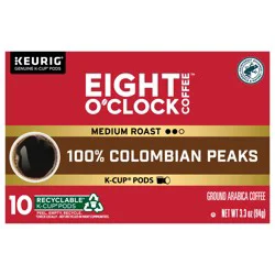 Eight O'Clock Coffee Colombian Peaks Keurig Single-Serve K-Cup Pods, Medium Roast Coffee, 10 Count
