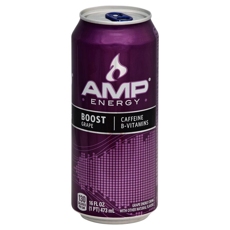 slide 1 of 1, Mountain Dew Amp AMP Energy Drink Boost Grape, 16 oz