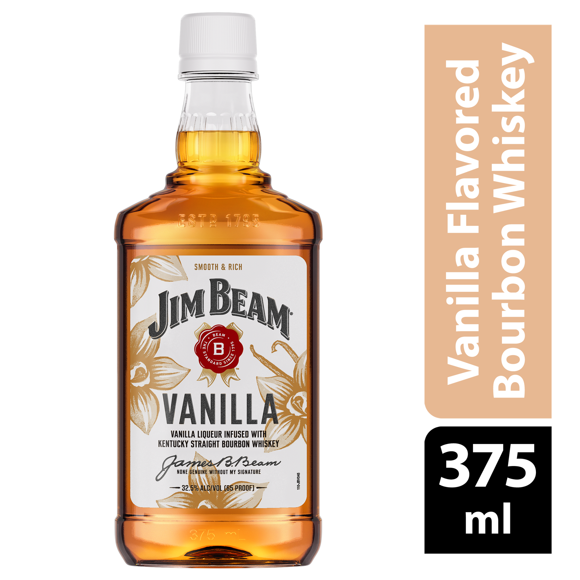 slide 1 of 2, Jim Beam Vanilla Liqueur with Kentucky Straight Bourbon Whiskey 375 ml, 375 ml