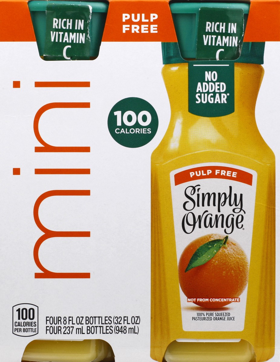 slide 4 of 10, Simply Orange Pulp Free Juice Bottles- 32 fl oz, 4 ct