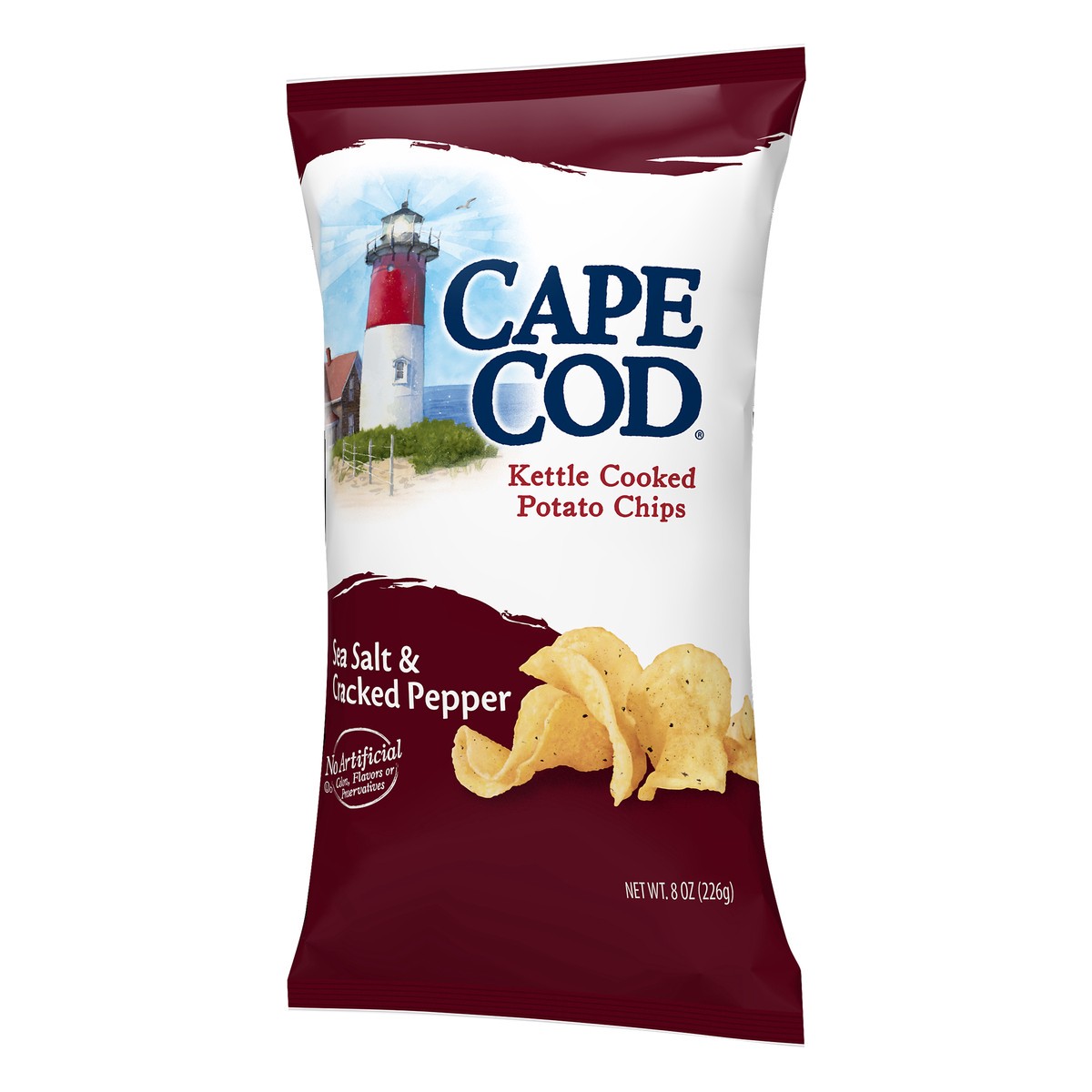 slide 3 of 5, Cape Cod Potato Chips, Sea Salt & Cracked Pepper Kettle Cooked Chips, 8 Oz, 8 oz