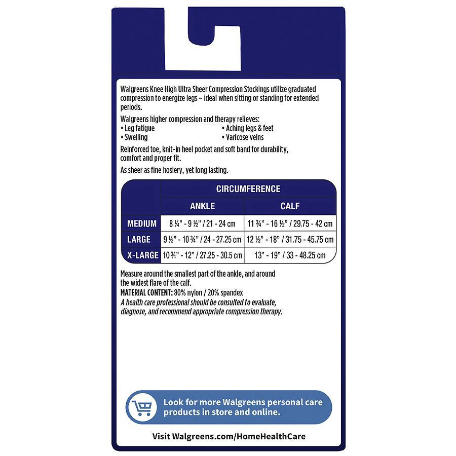 slide 5 of 5, Walgreens Knee High Women's Ultra Sheer Compression Stockings Nude, 1 ct; Med