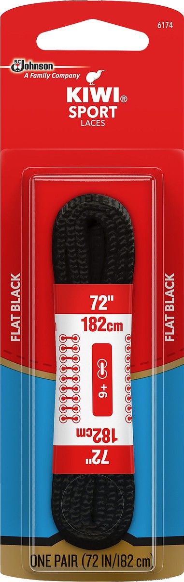 slide 3 of 3, KIWI Sport Flat Black Laces, 54 in