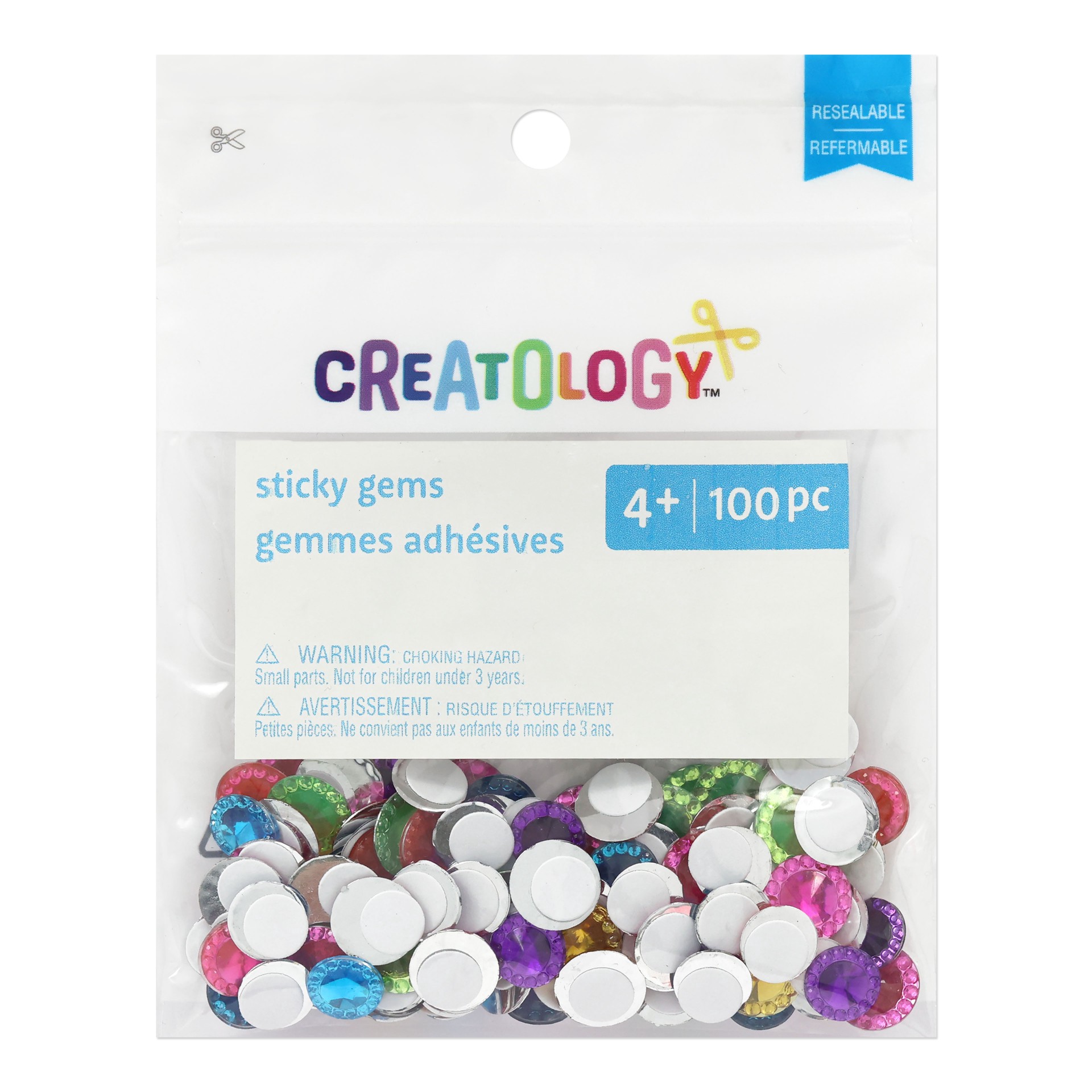slide 3 of 3, Multicolor Sticky Gems, 100ct. By Creatology, 100 ct