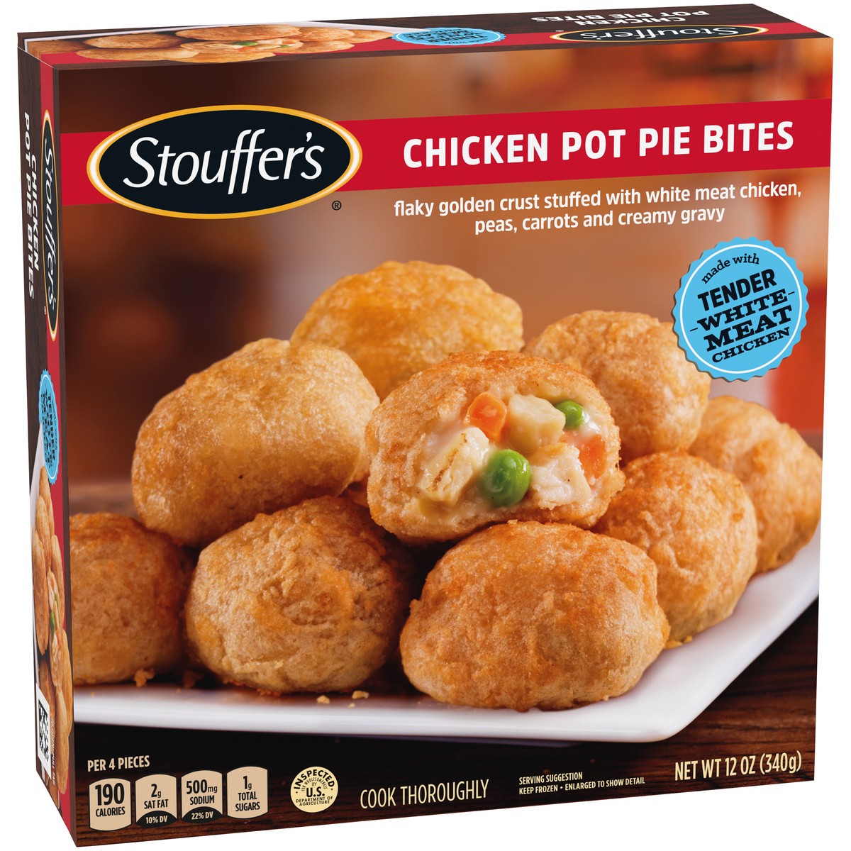 slide 2 of 9, Stouffer's Chicken Pot Pie Bites Frozen Appetizer, 12 oz