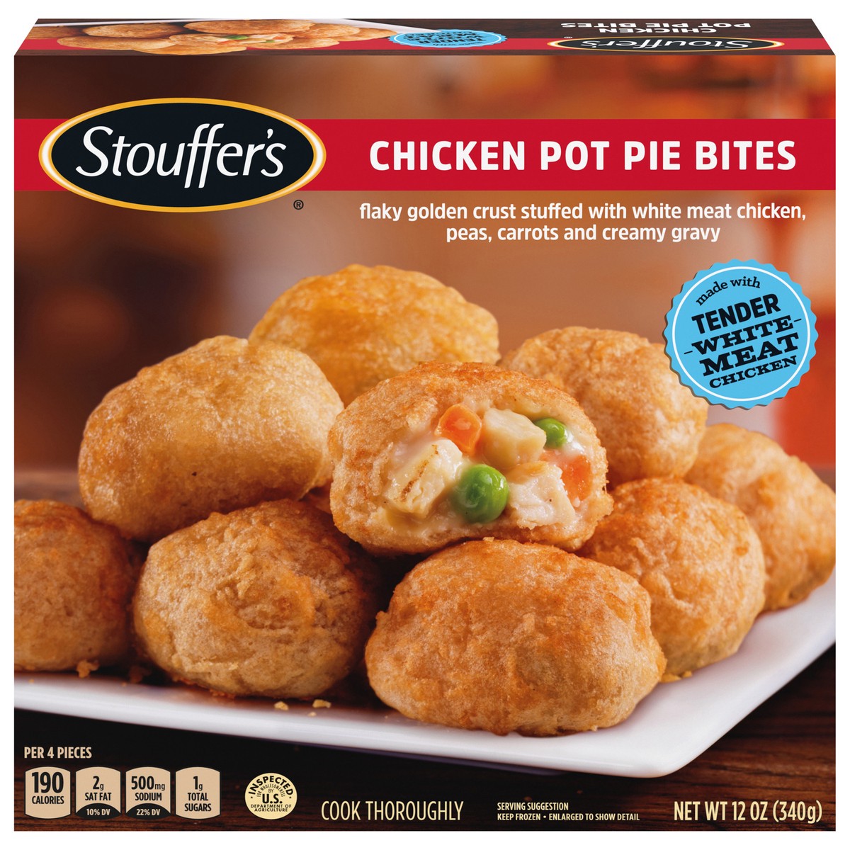 slide 1 of 9, Stouffer's Chicken Pot Pie Bites Frozen Appetizer, 12 oz