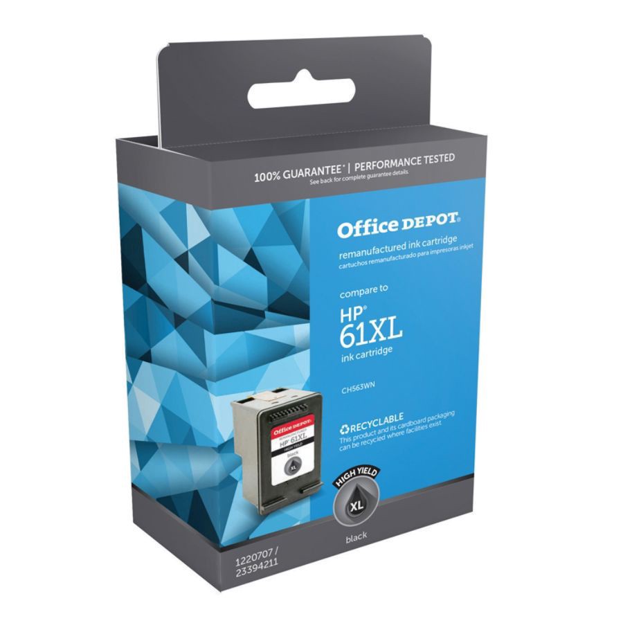 slide 2 of 2, Office Depot Brand Om05850 Remanufactured High-Yield Ink Cartridge Replacement For Hp 61Xl Black, 1 ct