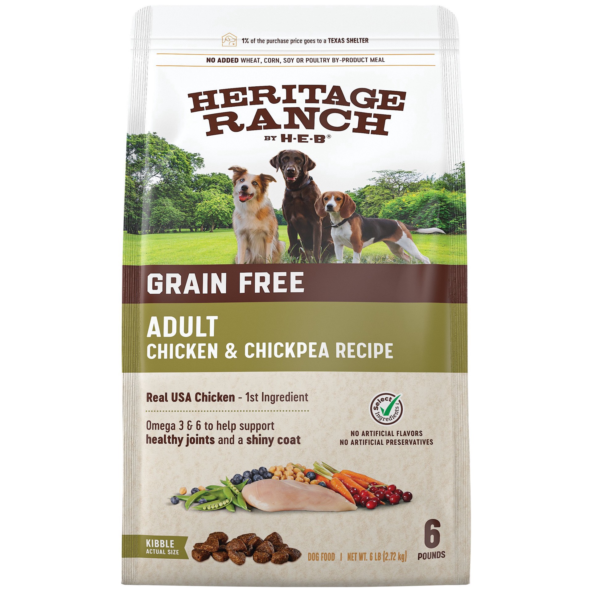 slide 1 of 1, H-E-B Heritage Ranch Grain Free Dog Food, Chicken & Chickpea, 6 lb