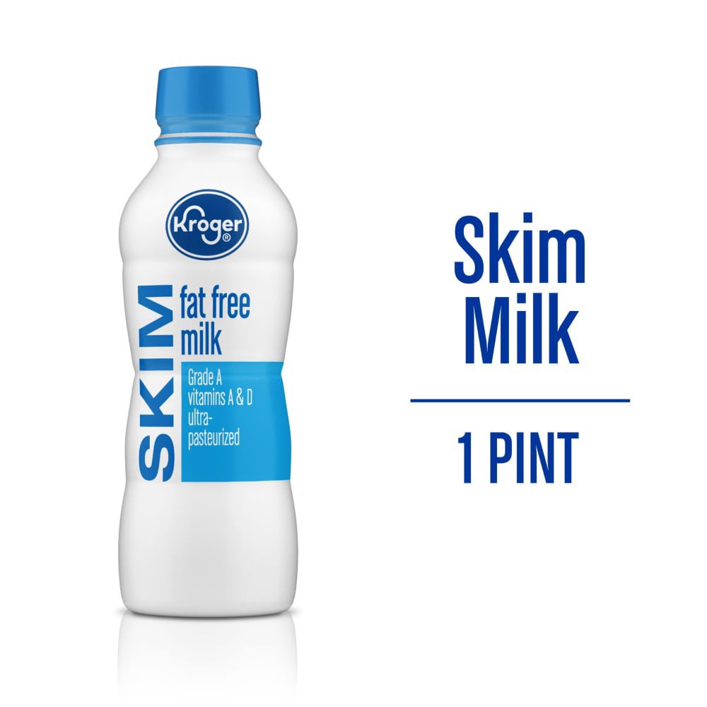 slide 2 of 4, Kroger Fat Free Skim Milk, 1 pint