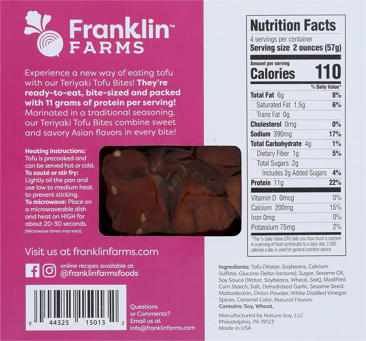 slide 5 of 11, Franklin Farms Teriyaki Tofu Bites, 8 oz