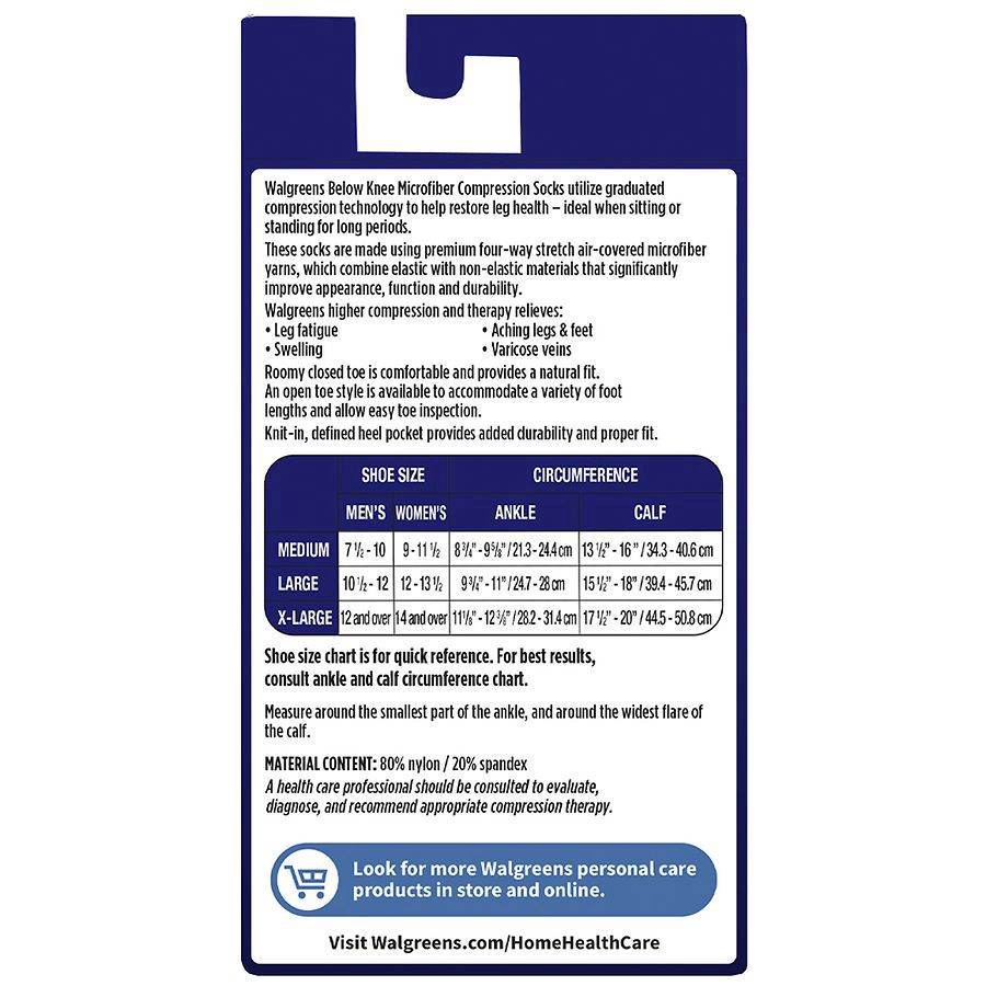 slide 2 of 5, Walgreens Below Knee Microfiber Compression Socks, Firm Black, large 1pair