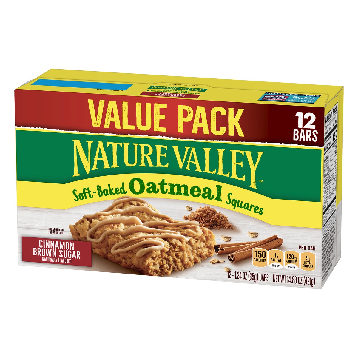 slide 2 of 9, Nature Valley Soft Baked Oatmeal Squares, Cinnamon Brown Sugar, 12 Bars, 14.88 oz, 12 ct