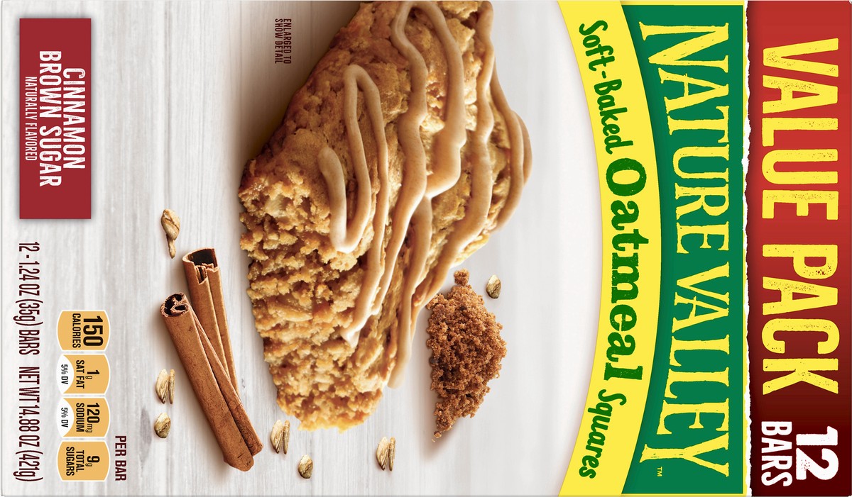 slide 9 of 9, Nature Valley Soft Baked Oatmeal Squares, Cinnamon Brown Sugar, 12 Bars, 14.88 oz, 12 ct