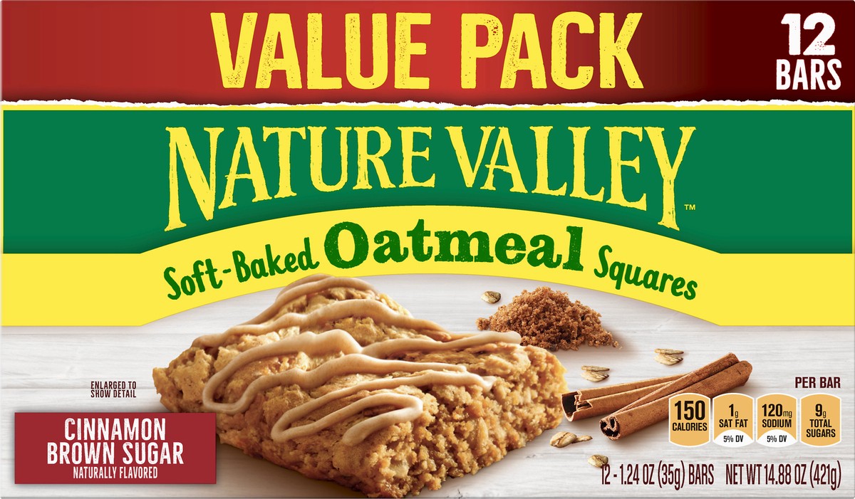 slide 3 of 9, Nature Valley Soft Baked Oatmeal Squares, Cinnamon Brown Sugar, 12 Bars, 14.88 oz, 12 ct